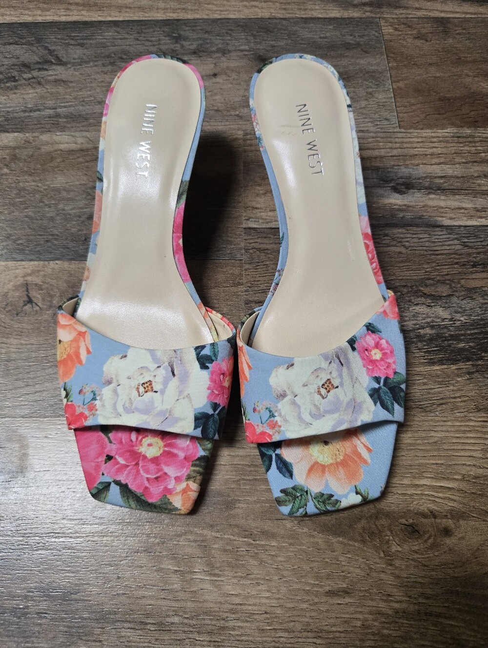 Nine West Square Toe Floral Sandals